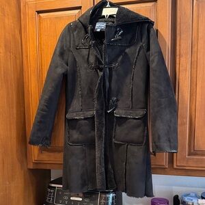 Rothschild Black Fleece Lined Trench Coat with Toggle Closures size 16